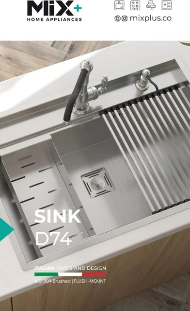 کاتالوگ سینک ظرفشویی توکار میکس پلاس مدل D74